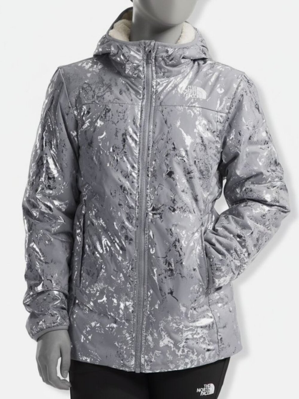 The North Face Gray Big Girls Reversible Mossbud Parka Coat Jacket Sz: XL(14/16)